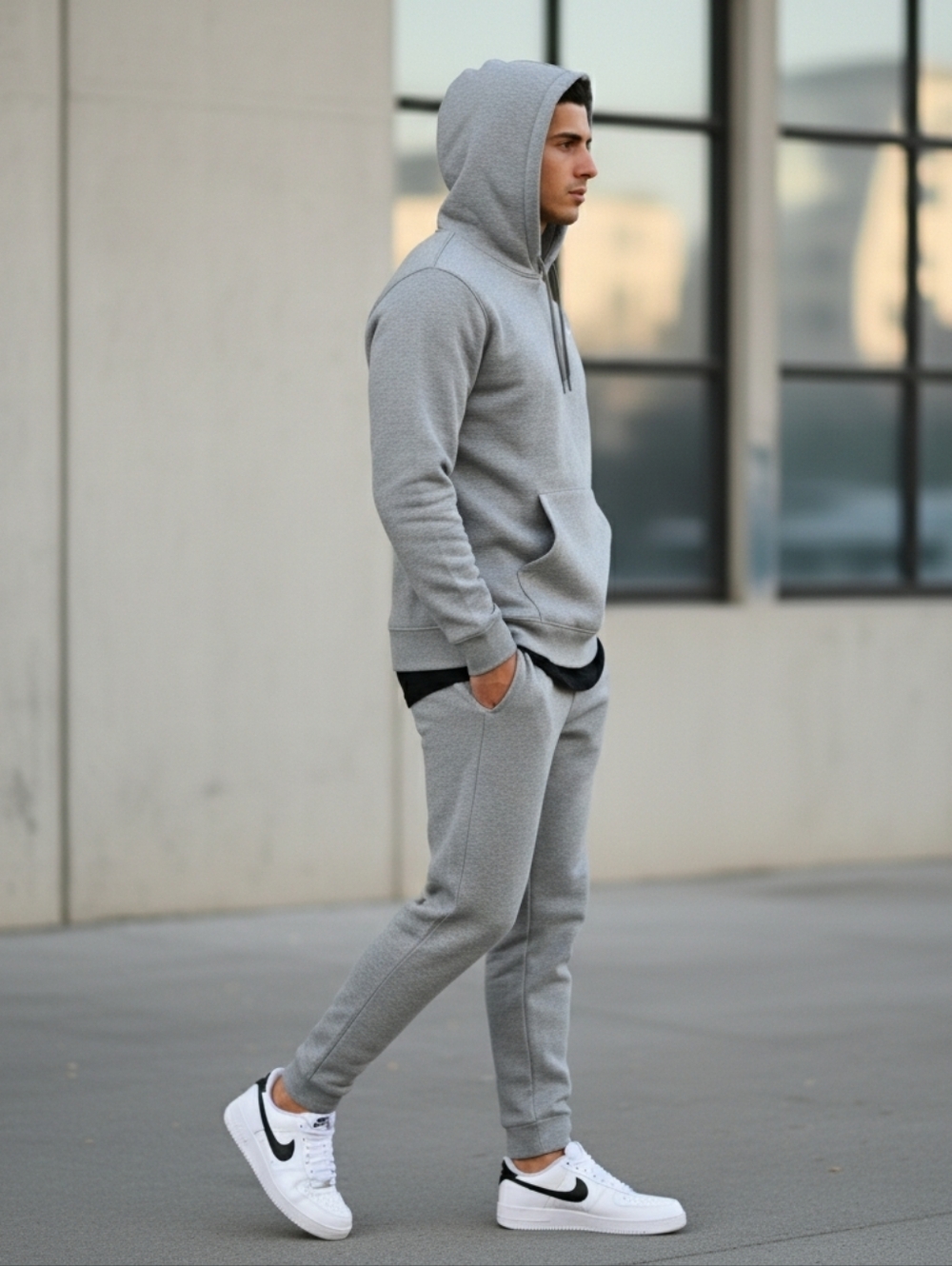 Nike Gray Mens' Fleece Jogger Sweatpants with White Swoosh